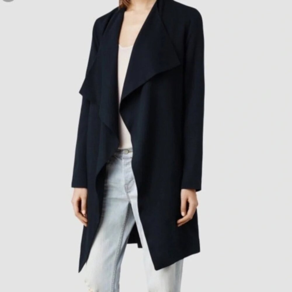 ALLSAINTS Hace Black Trench coat,  size 8